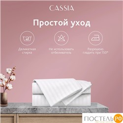 CASSIA ЛЮКС Страйп Сатин бел Простыня на резинке 160х200х30-1, 1 пр., хл/сатин