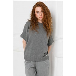 Джемпер вязаный тёмно-серого цвета с короткими рукавами