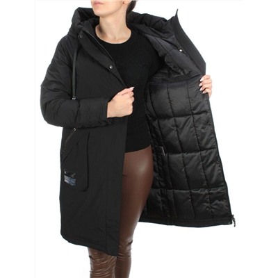 21-968 BLACK Пальто женское зимнее (200 гр. холлофайбера)
