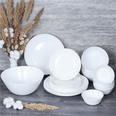 Столовый набор 25 предметов Евро белый  19PCS-100726095 и 6LMLW45 (white)