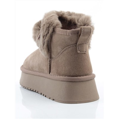 04-PAYH31-3Z KHAKI Угги женские (натуральная замша, 100% шерсть, натуральный мех)