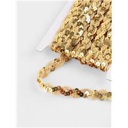 Тесьма декоративная с пайетками, 15 мм, 9.1±0.5 м, цвет золотой