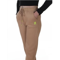 2617 BEIGE Брюки спортивные утепленные женские (85% хлопок, 10% полиэстер, 5% спандекс)