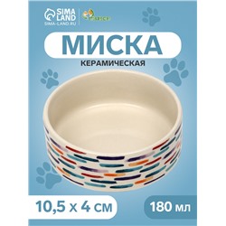 Миска керамическая "Акриловые полоски" 180 мл,  10,5 х 4 см