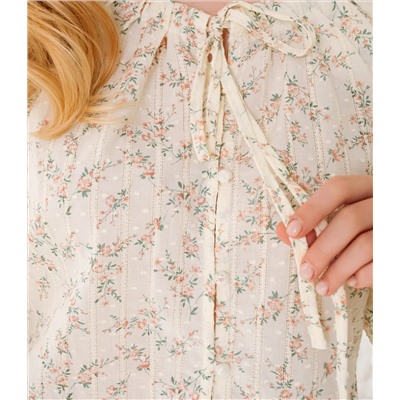 Блуза #КТ197 (1)-2, пудровый, кремовый