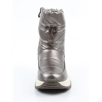 02-WA010-2M GRAY/BRONZE Сапоги "Дутики" зимние женские (натуральная кожа, курточная ткань, 100% шерсть)