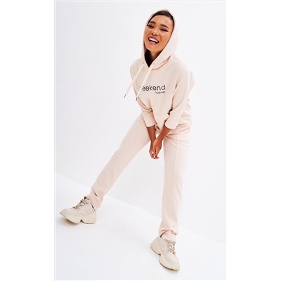 Брюки спорт F312-0851 pale beige