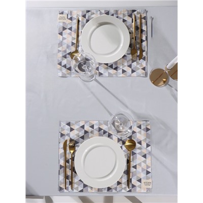 Набор салфеток «Этель. Треугольники», 30×40 см - 2 шт., сатин 110 г/м²