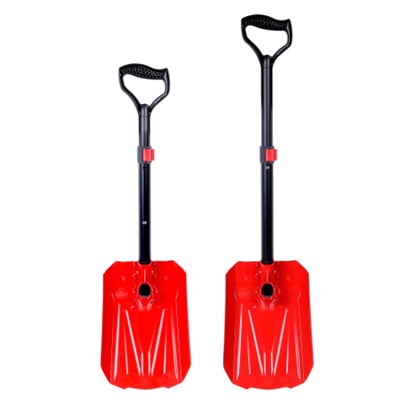 Лопата лавинная алюминиевая ИРЕМЕЛЬ СНЕГОВИК IR102 с пилой 35см, D-обр. рукоять, регулировка длины 93/81.5см, лезвие 32.3x22.3см, чёрно-красная/уп10