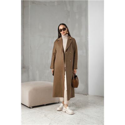 ШЕРСТЯНОЕ ПАЛЬТО В СТИЛЕ MAX MARA, ОРЕХОВОЕ. АРТ. 1008