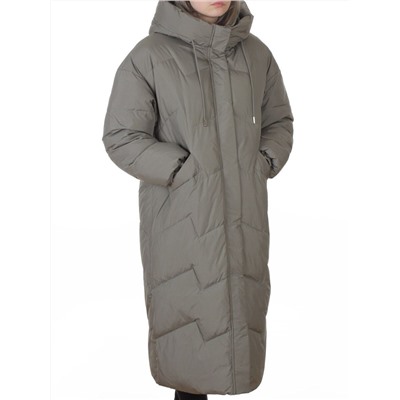8883 GRAY/GREEN Пальто зимнее женское (150 гр. холлофайбер)
