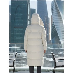 Пальто зимнее утепленное с капюшоном женское бежевого цвета 7709B