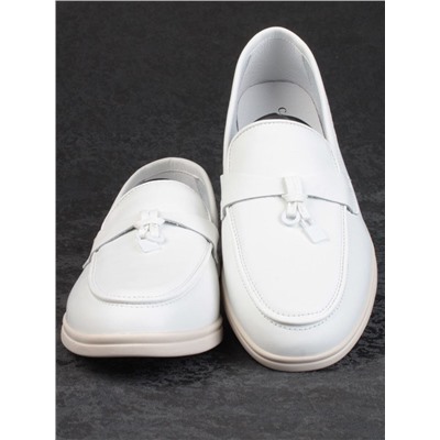 03-B416-1 WHITE Лоферы женские (натуральная кожа)