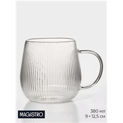 Кружка Magistro «Грани», 380 мл, 9×12.5 см, боросиликатное стекло, прозрачная
