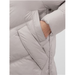 Пальто зимнее утепленное с мехом и капюшоном тренд светло-коричневого цвета 7745SK