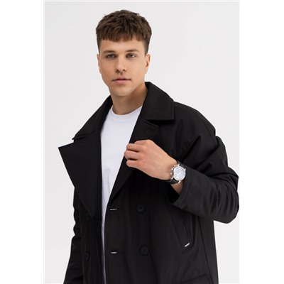 Плащ утепленый мужской черный