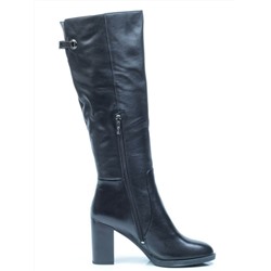 02-S7158 BLACK Сапоги демисезонные женские (натуральная кожа, байка)