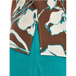 Блузка коричневая с принтом