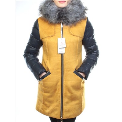 5157 YELLOW Парка женская зимняя (150 гр синтепон, искусственный мех)
