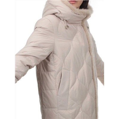 310 BEIGE Пальто зимнее стеганое женское (200 гр. холлофайбер, натуральная норка)