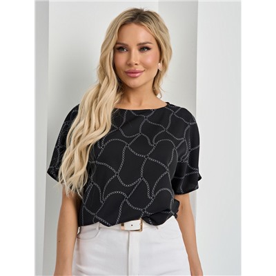 Блузка чёрная с принтом