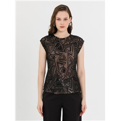 Блузка чёрная из сетки с пайетками