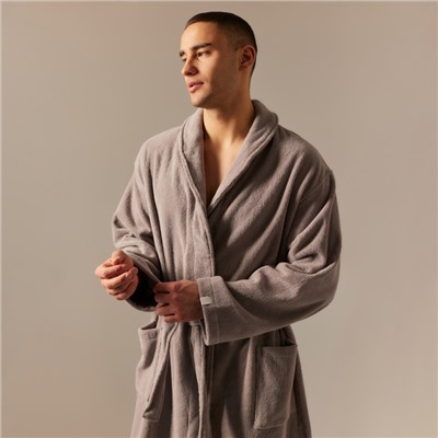 Халат махровый мужской SL HOME: Basic «Софт Мист», размер S, хлопок 100%, серый