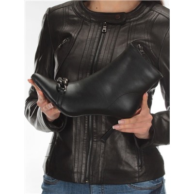 01-PCM343-1 BLACK Ботинки демисезонные женские (натуральная кожа, байка)