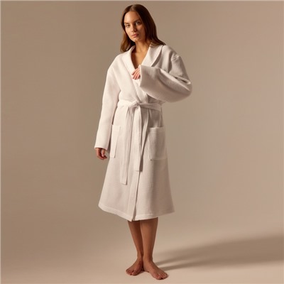 Халат вафельный женский SL HOME: Basic «Блан де Блан», хлопок 100%, белый