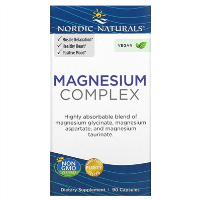 Nordic Naturals, Комплекс магния, 225 мг, 90 капсул (75 мг на капсулу)