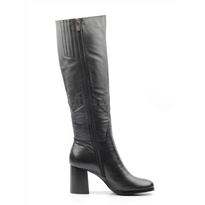 02-K83-D1 BLACK Сапоги зимние женские (натуральная кожа, натуральный мех (еврозима))