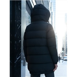 Куртка женская зимняя на резинке большого размера черного цвета 7619Ch