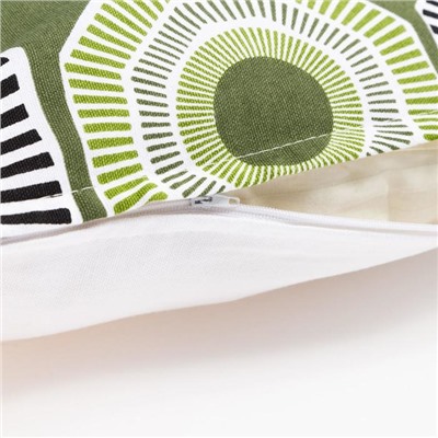 Наволочка декоративная 40×40 см, Circle green, 100% хлопок