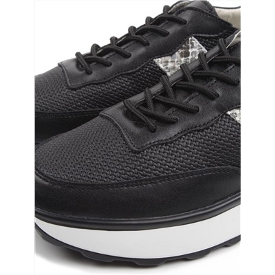 03-C129-1 BLACK Кроссовки женские (натуральная кожа)