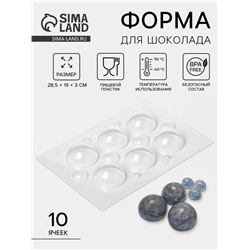 Форма для шоколада и конфет «Сферы», 10 ячеек, пластик, d=3/6 см, прозрачная