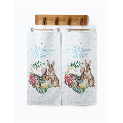Набор полотенец «Этель. С праздником Пасхи - Кролики», 2 шт., 100% хлопок