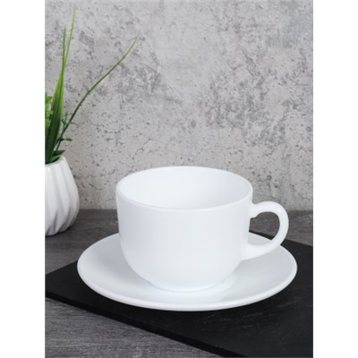 Чайная пара 2 предметов 220 мл белый New  GRAY- CB210 GD55-6A (WHITE)
