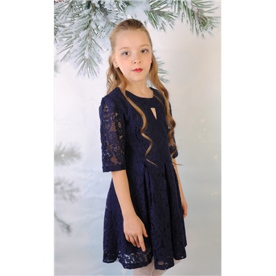 2192 Платье Angel mind кружевное Темно-синий/152
