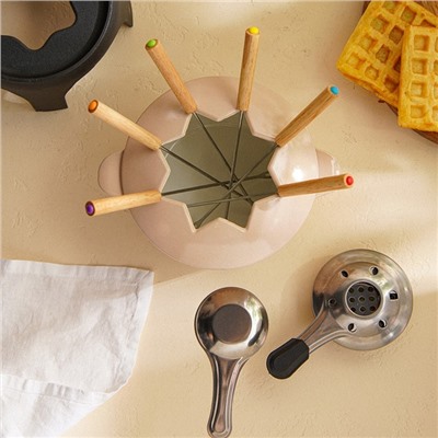Фондю SL Home, d=17 см, h=10 см, эмалированное покрытие, чугун, бежевое