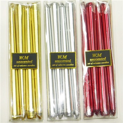 Набор из 4-х свечей 25 см neon W.M unscented