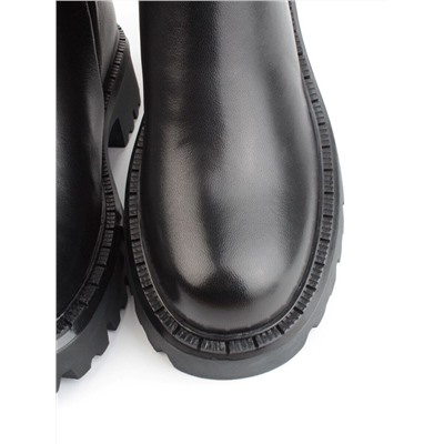 02-FJ725-1M BLACK Сапоги зимние женские (натуральная кожа, байка, натуральный мех)