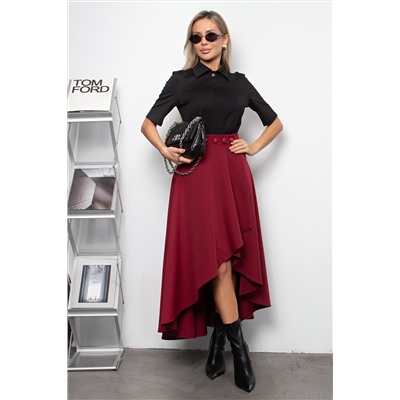 Юбка бордовая на запах Эмбер №1