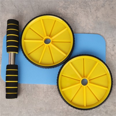 Ролик для пресса Woohooo Core Trainer / + коврик для коленей / желтый / уп40