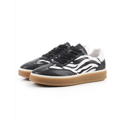 03-Y6-1B BLACK/WHITE Полуботинки спортивные женские (натуральная кожа)