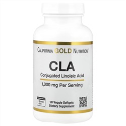 California Gold Nutrition, Clarinol, КЛК, конъюгированная линолевая кислота, 1000 мг, 90 мягких таблеток