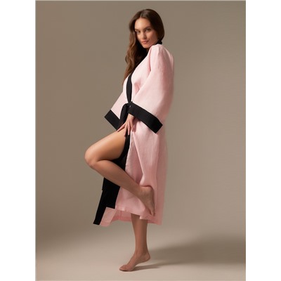 Халат женский длинный SL HOME Rose-52, лён 100%, розовый