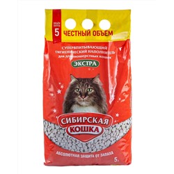 Наполнитель Сибирская Кошка ЭКСТРА 5л д/длиннош (впитывающий)