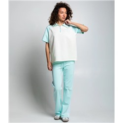 Спортивный костюм #КТ6605 (3), тиффани, кремовый