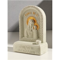 Икона настольная с подставкой под свечу «Божья Матерь», гипс, роспись, 18×13×7 см