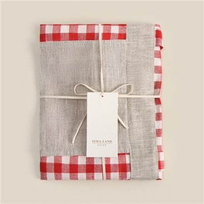 Сумка шоппер SL HOME Red cage, 50×50 см, 100% лён, 150 г/м2